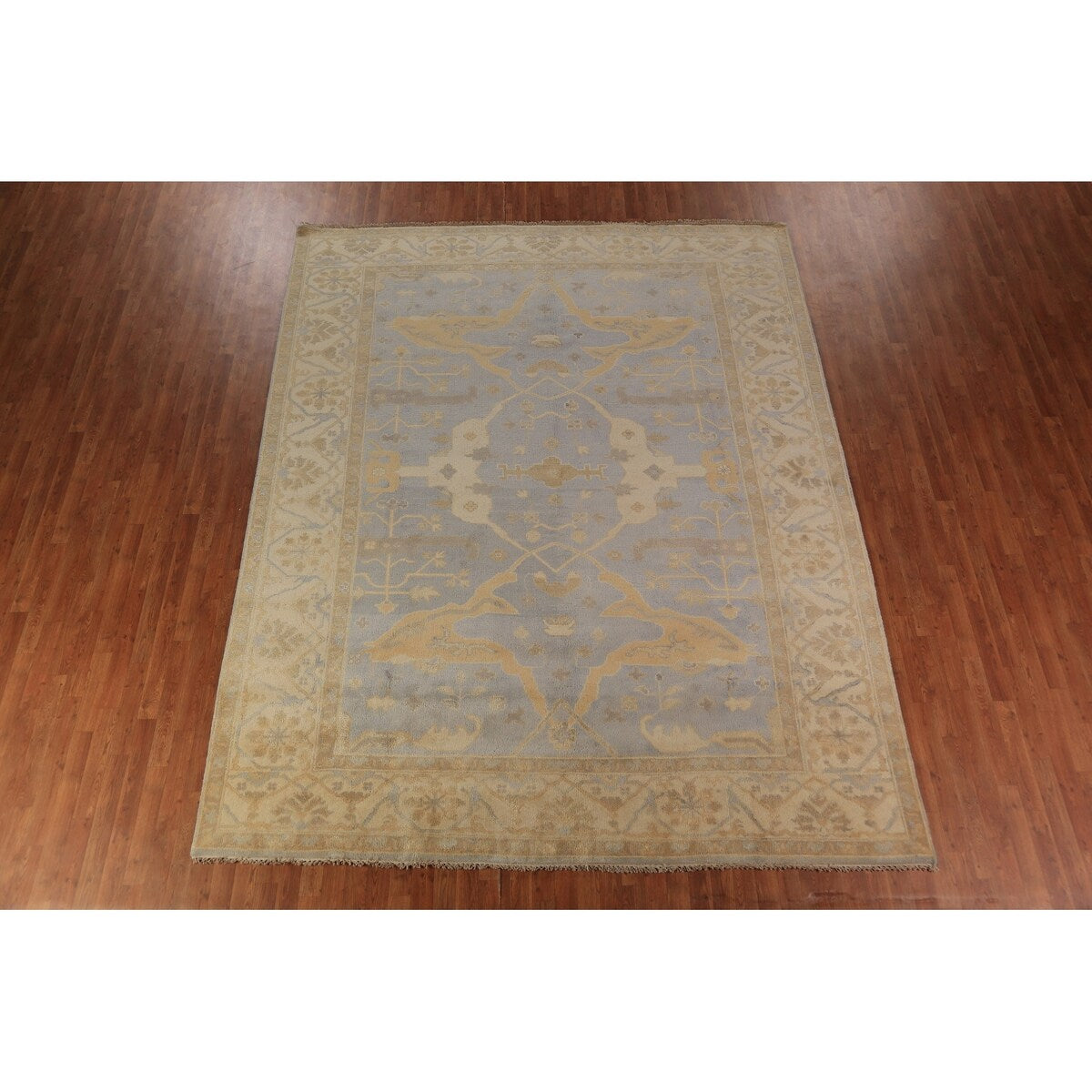 Oushak Indian Area Rug Hand-Knotted Nursery Wool Carpet - 9'4"x 11'8"