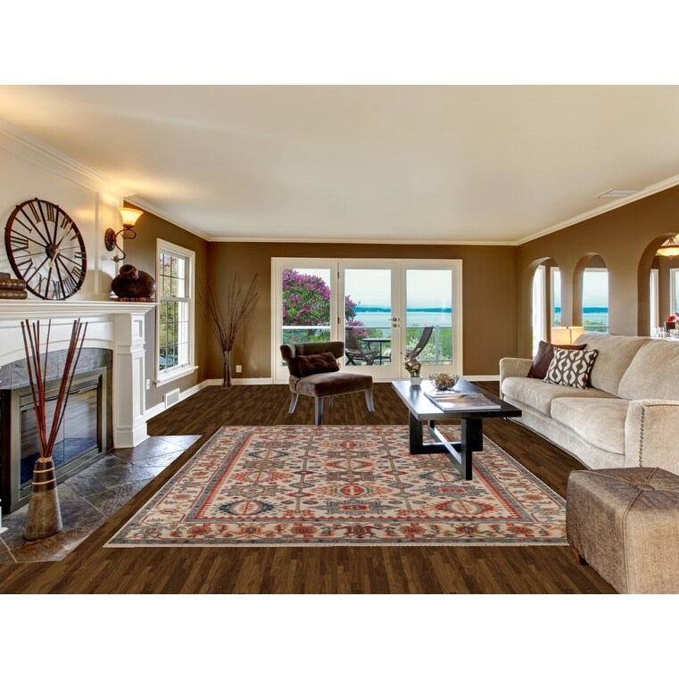 Oushak Indian Area Rug Hand-Knotted Oriental Beige Wool Carpet - 7'11"x 10'2"