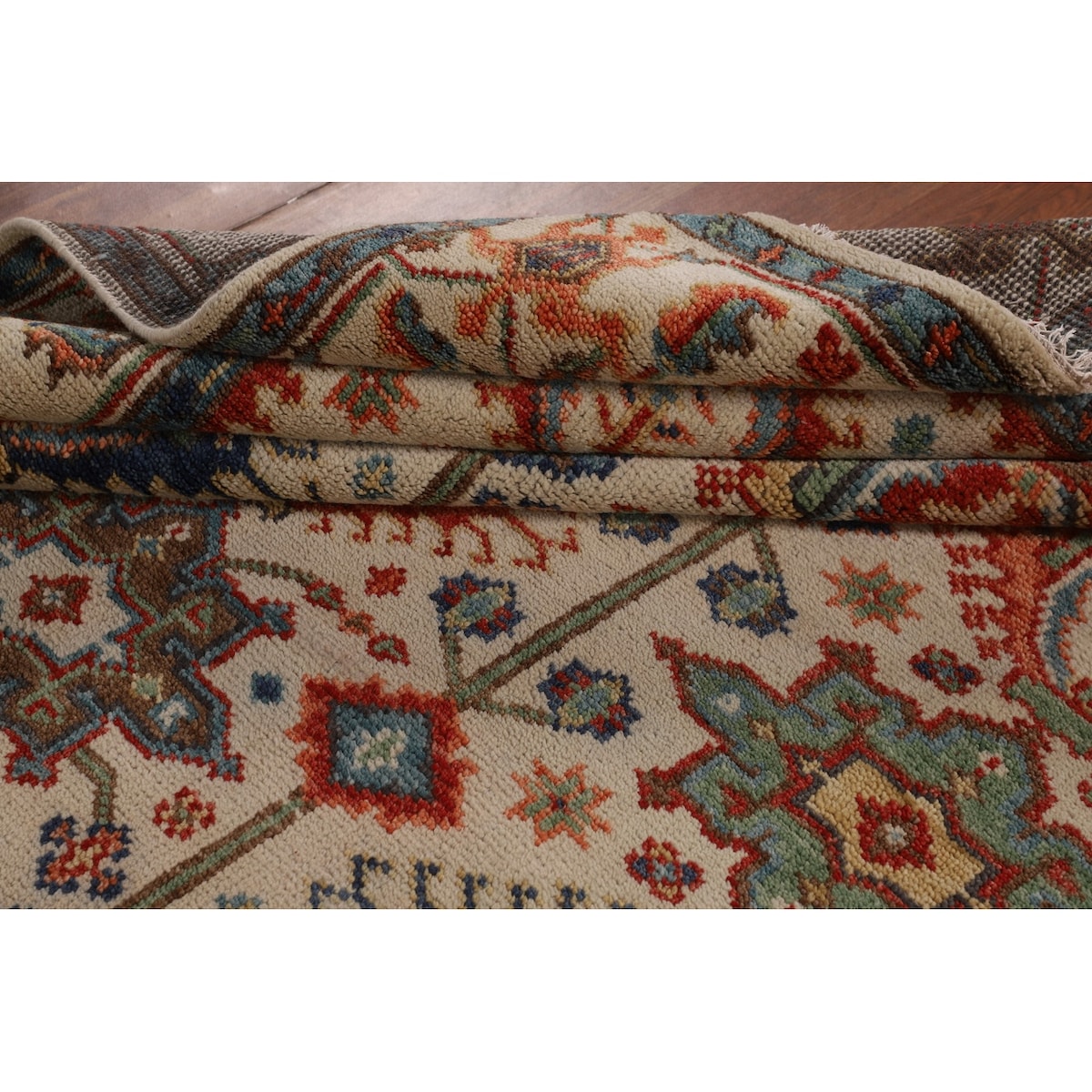 Oushak Indian Area Rug Hand-Knotted Oriental Beige Wool Carpet - 7'11"x 10'2"