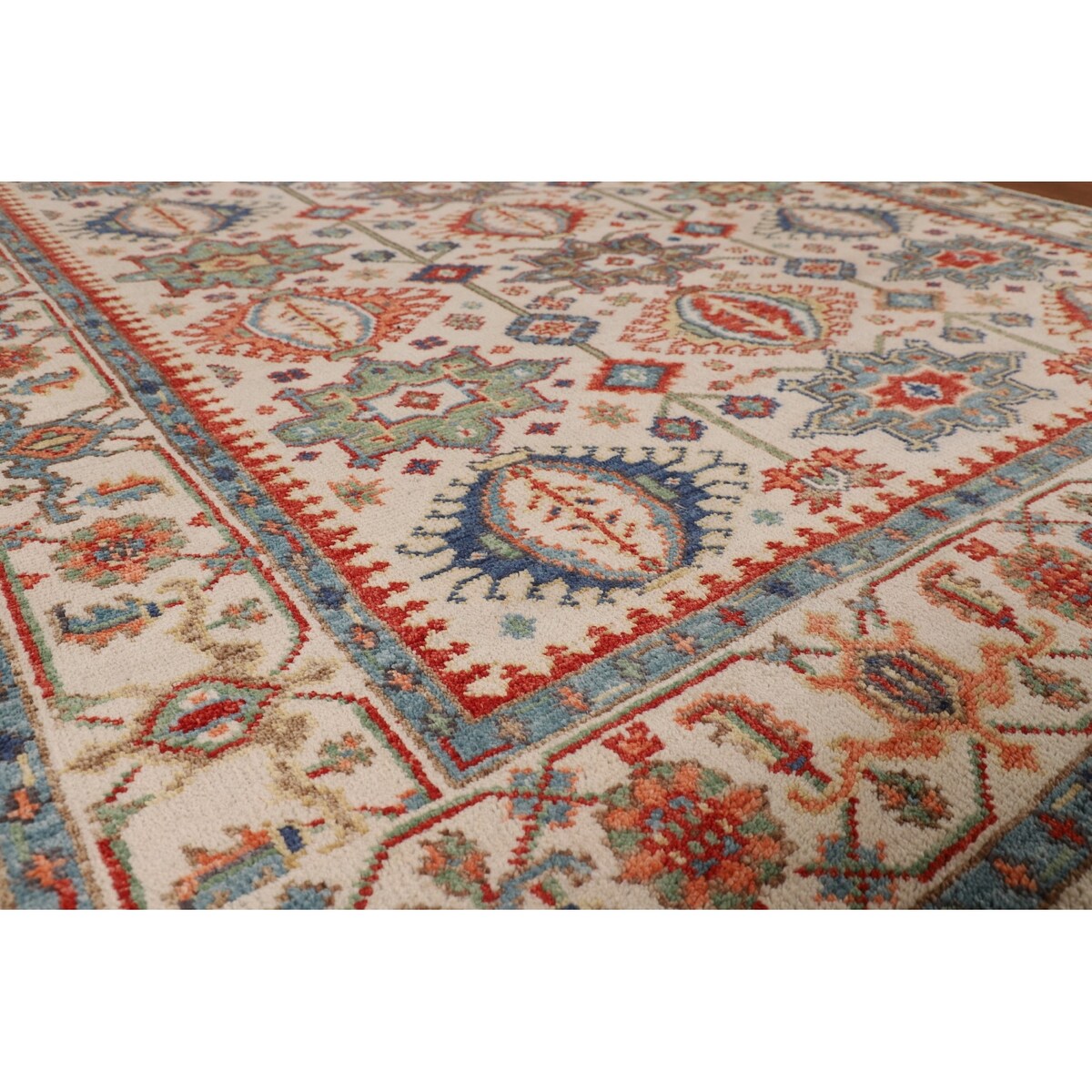 Oushak Indian Area Rug Hand-Knotted Oriental Beige Wool Carpet - 7'11"x 10'2"