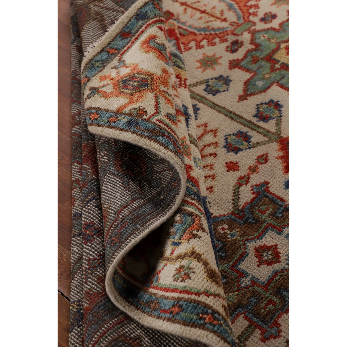 Oushak Indian Area Rug Hand-Knotted Oriental Beige Wool Carpet - 7'11"x 10'2"