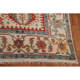 Oushak Indian Area Rug Hand-Knotted Oriental Beige Wool Carpet - 7'11"x 10'2"