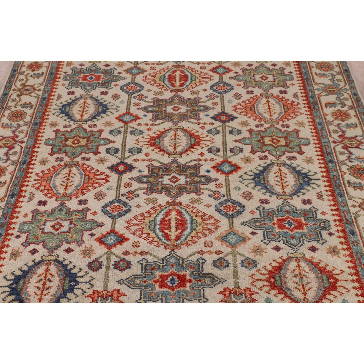 Oushak Indian Area Rug Hand-Knotted Oriental Beige Wool Carpet - 7'11"x 10'2"