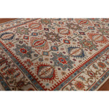 Oushak Indian Area Rug Hand-Knotted Oriental Beige Wool Carpet - 7'11"x 10'2"