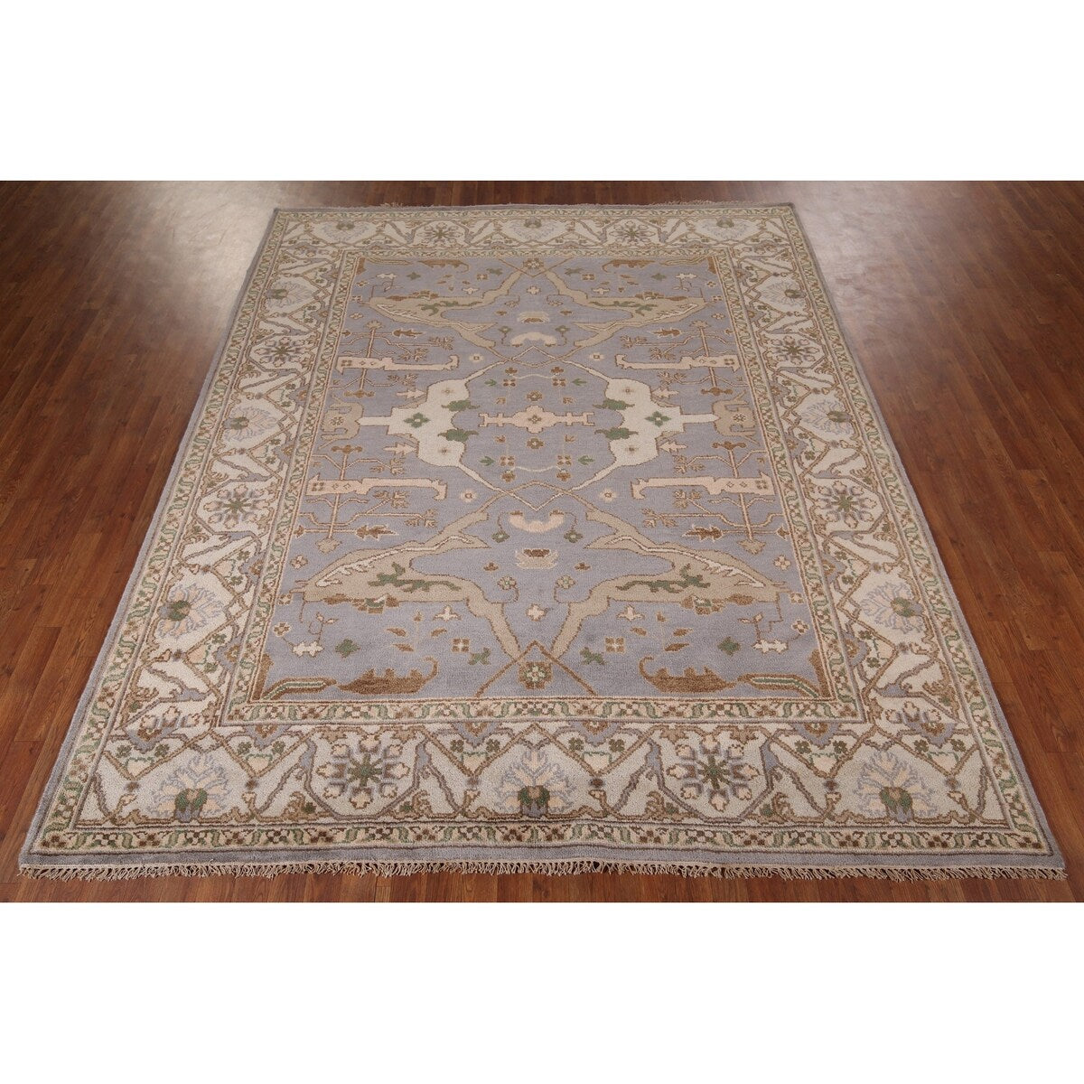 Oushak Indian Area Rug Hand-Knotted Transitional Wool Carpet - 8'0"x 9'10"