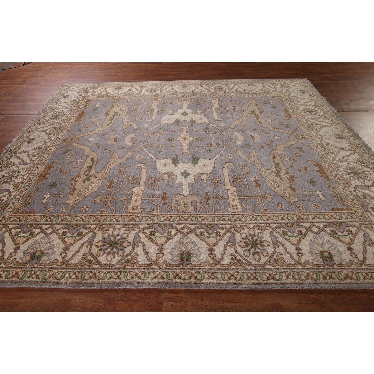 Oushak Indian Area Rug Hand-Knotted Transitional Wool Carpet - 8'0"x 9'10"