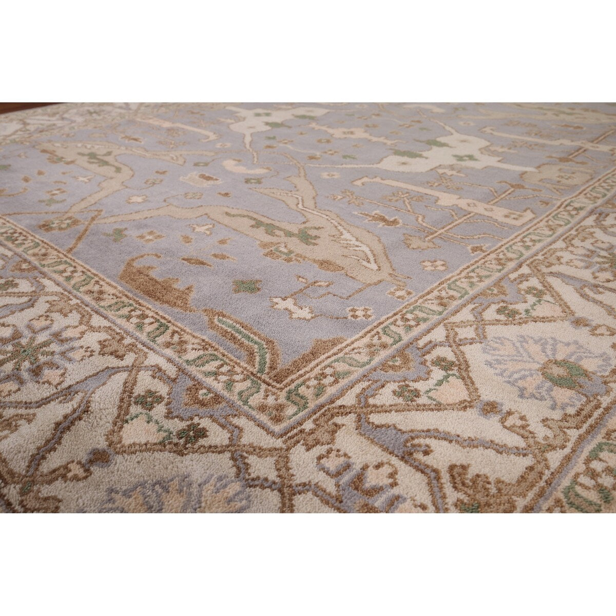 Oushak Indian Area Rug Hand-Knotted Transitional Wool Carpet - 8'0"x 9'10"