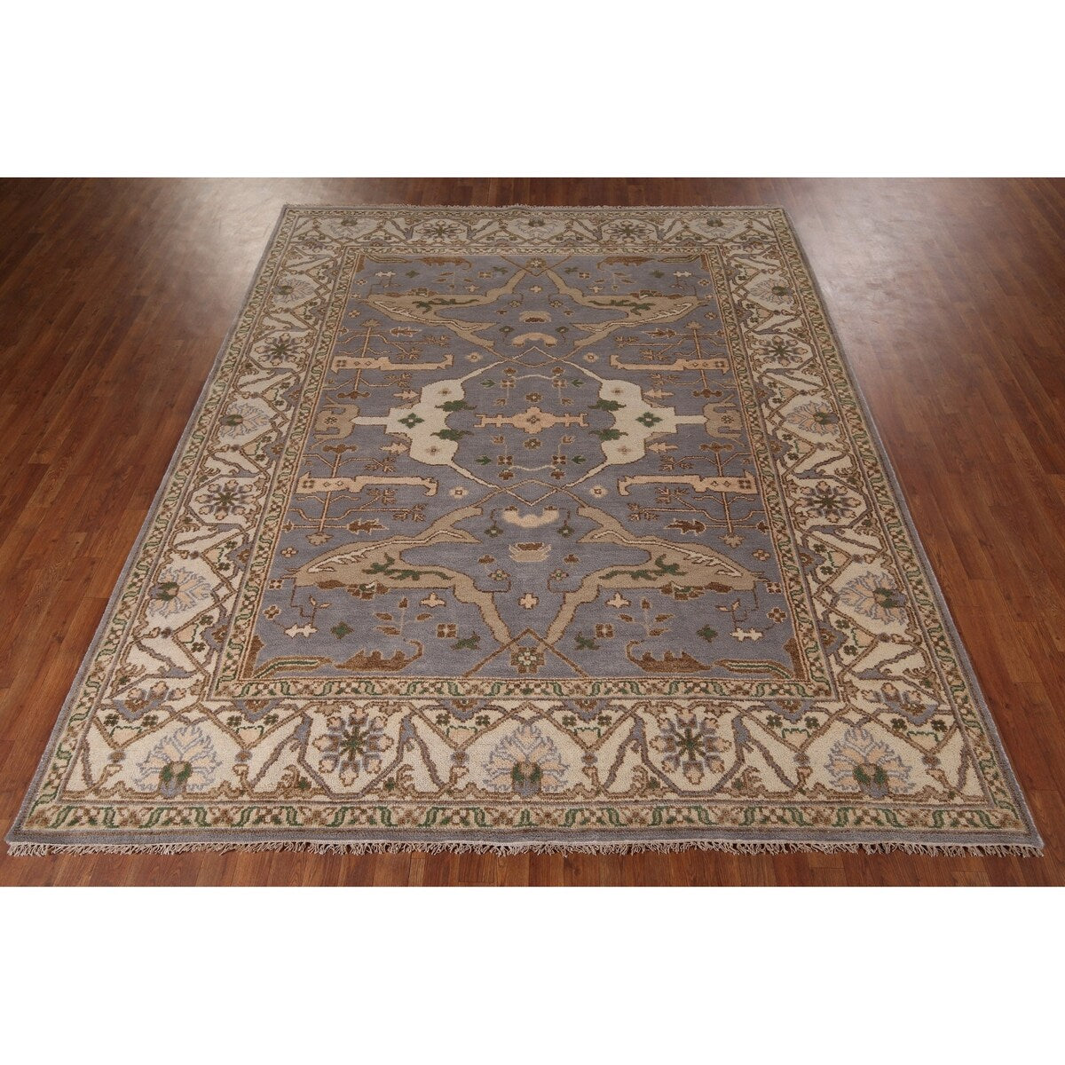 Oushak Indian Area Rug Hand-Knotted Transitional Wool Carpet - 8'0"x 9'10"