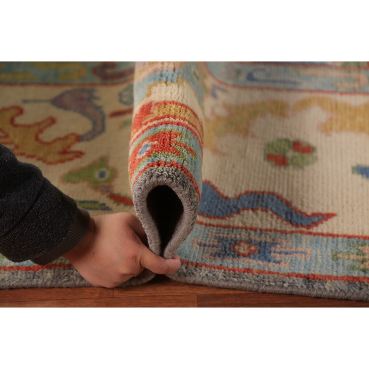 Oushak Indian Area Rug Handmade Transitional Grey Wool Carpet - 8'0"x 9'10"