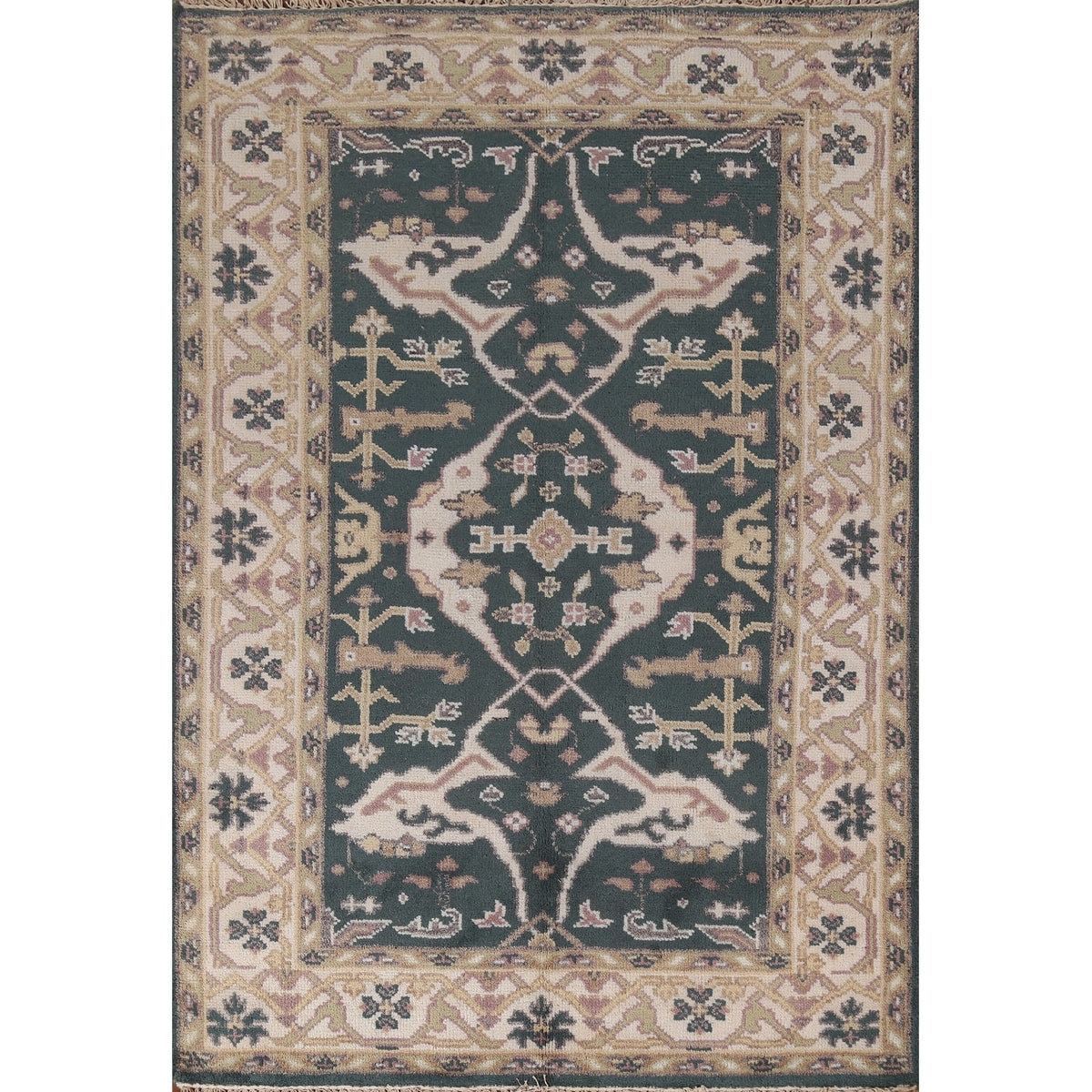 Oushak Indian Area Rug Handmade Wool Carpet - 4'2"x 6'1
