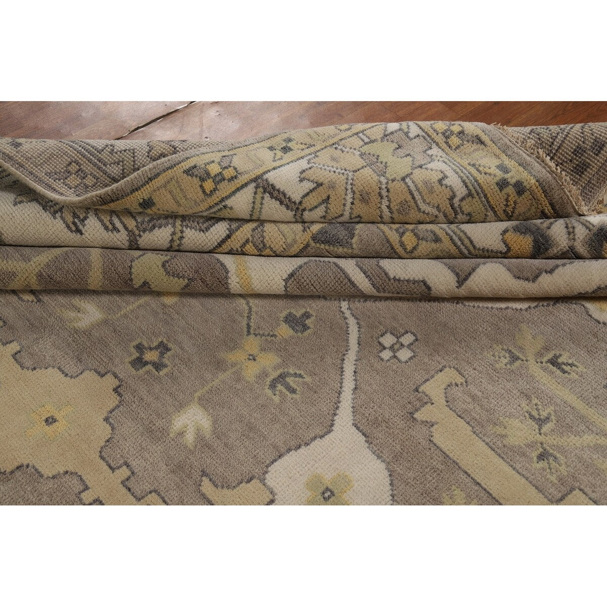 Oushak Indian Large Rug Hand-Knotted Wool Carpet - 10'0"x 13'8"