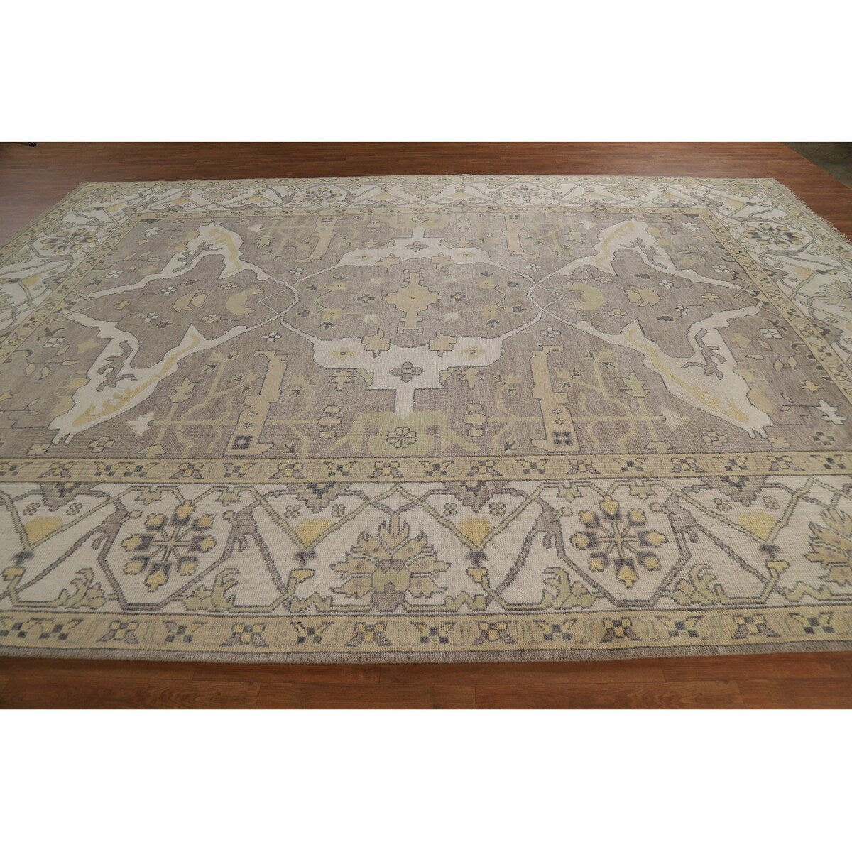 Oushak Indian Large Rug Hand-Knotted Wool Carpet - 10'0"x 13'8"