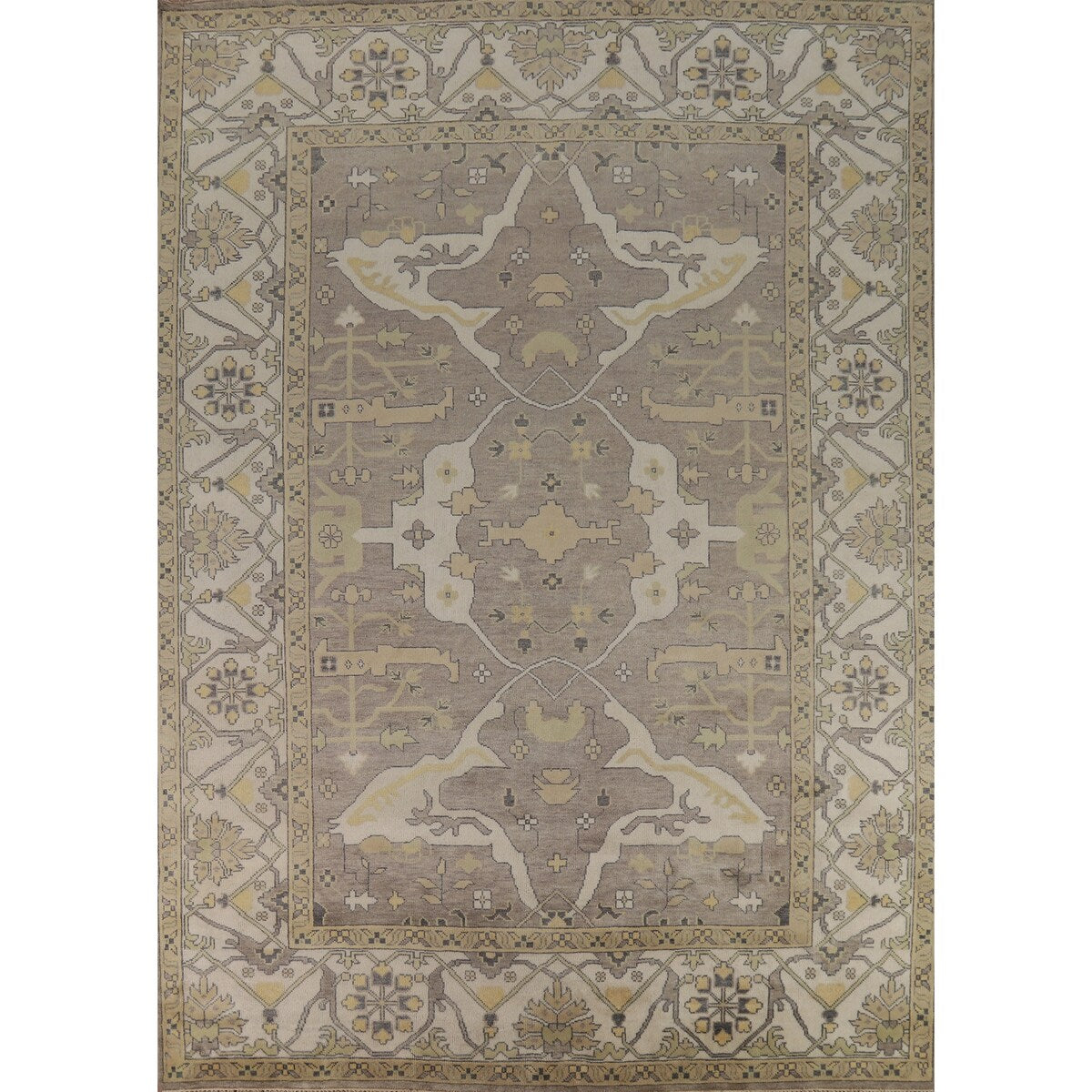 Oushak Indian Large Rug Hand-Knotted Wool Carpet - 10'0"x 13'8"