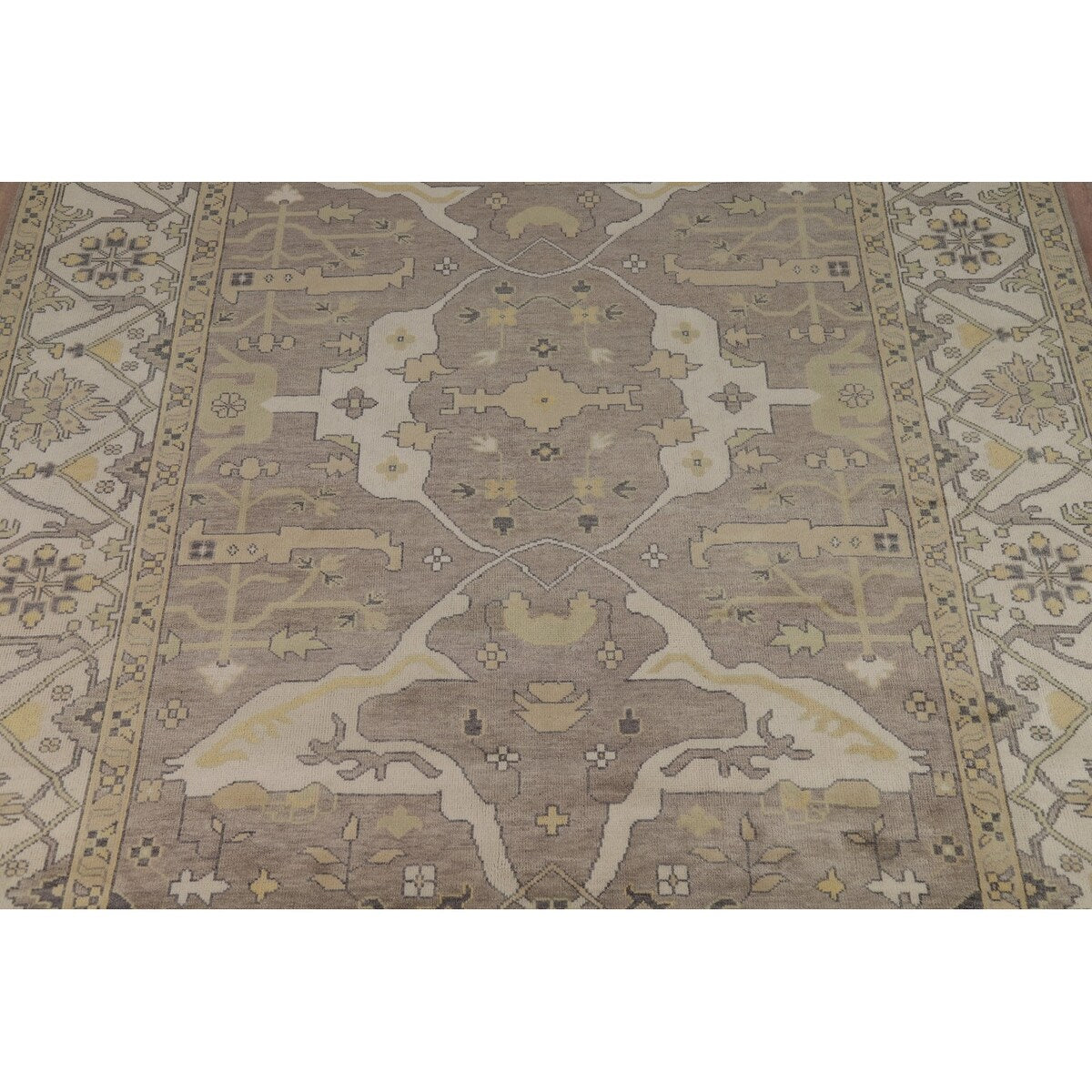 Oushak Indian Large Rug Hand-Knotted Wool Carpet - 10'0"x 13'8"