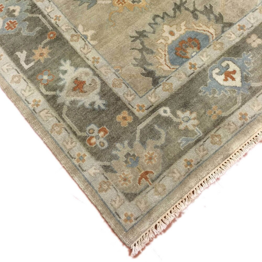 Oushak James Green Hand-knotted Rug (7'9 x 10')