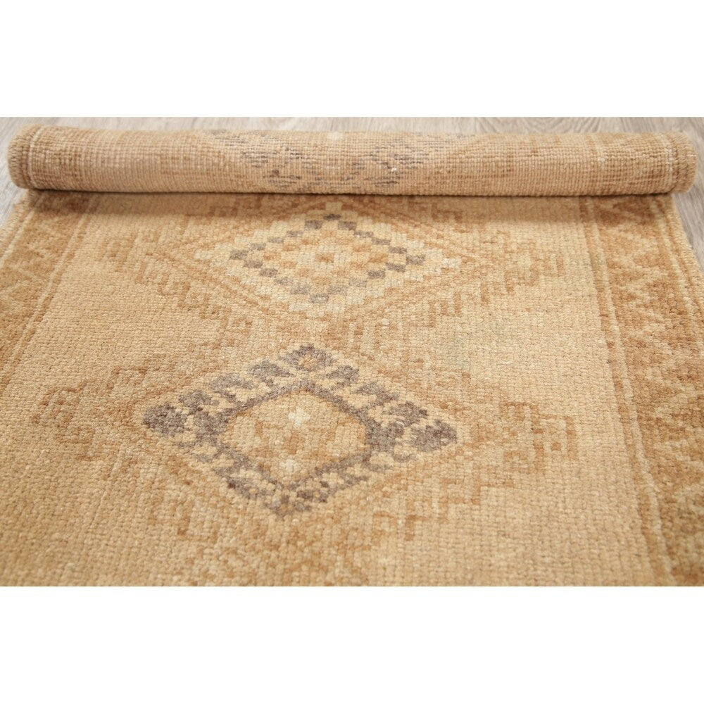 Oushak Oriental Tribal Vintage Hand Knotted Wool Turkish Area Rug - 2'7" x 1'11"