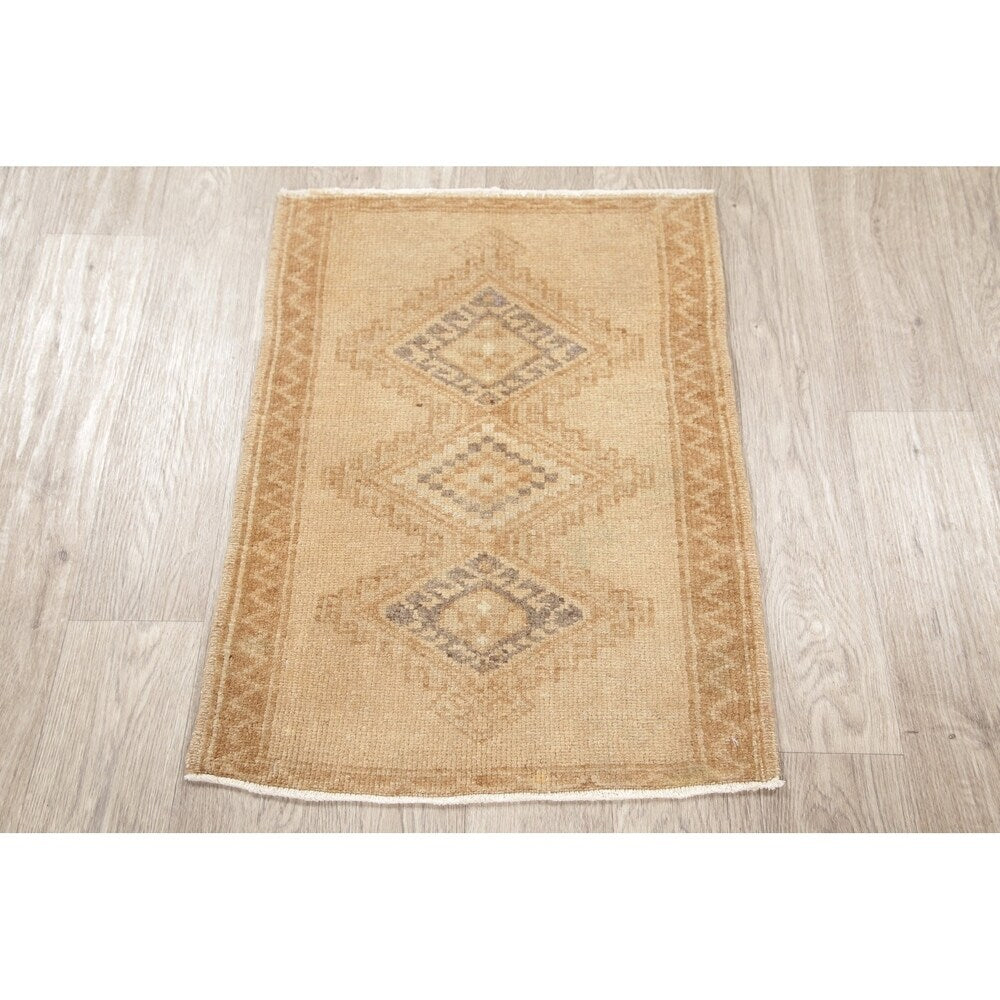 Oushak Oriental Tribal Vintage Hand Knotted Wool Turkish Area Rug - 2'7" x 1'11"