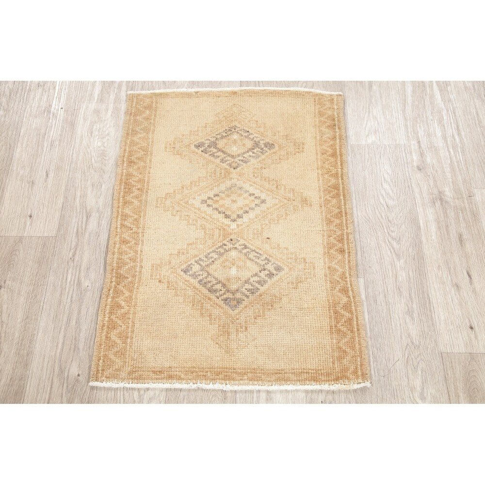 Oushak Oriental Tribal Vintage Hand Knotted Wool Turkish Area Rug - 2'7" x 1'11"