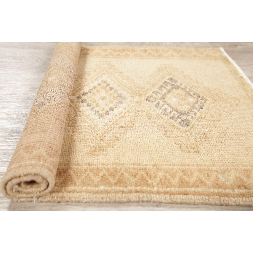 Oushak Oriental Tribal Vintage Hand Knotted Wool Turkish Area Rug - 2'7" x 1'11"