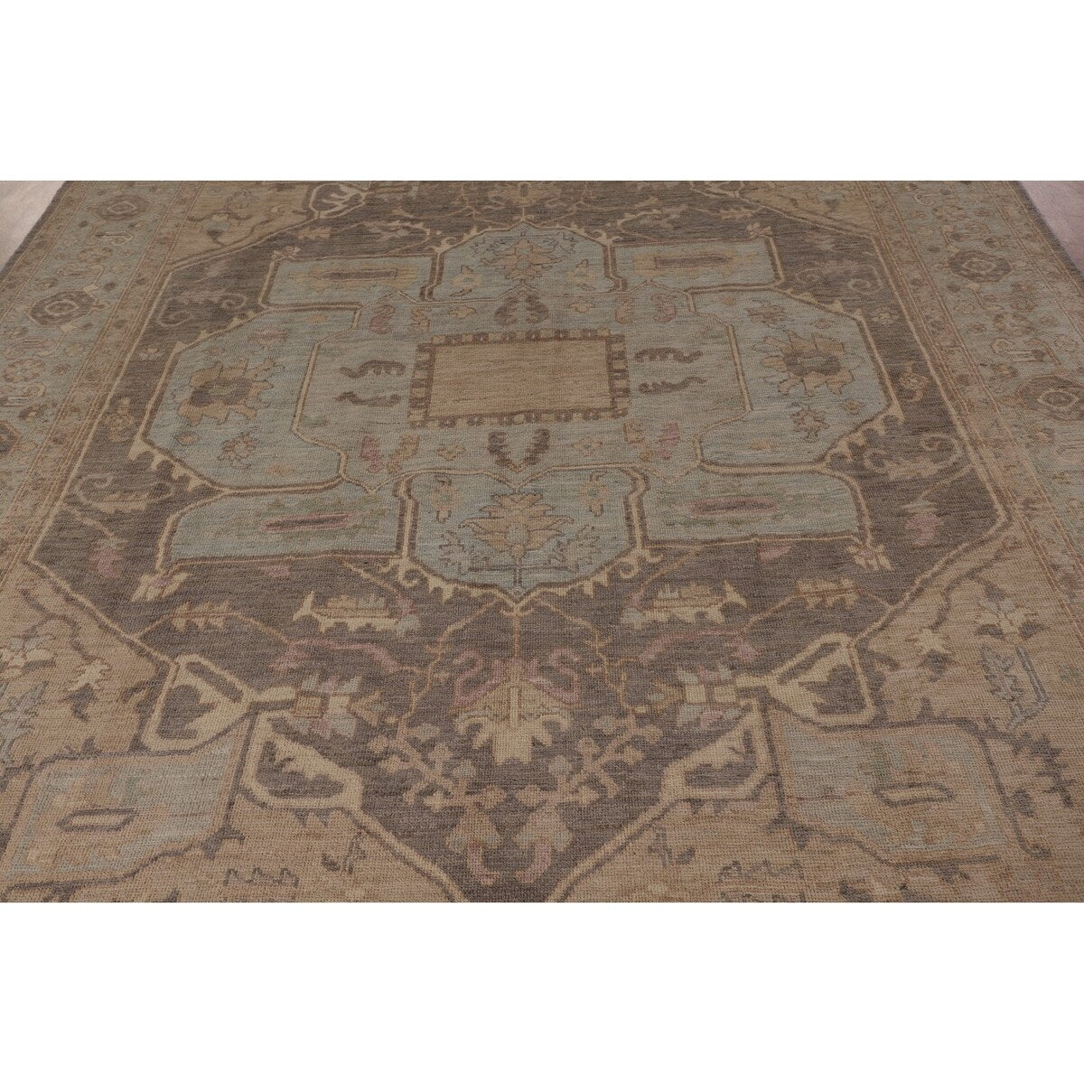 Oushak Turkish Area Rug Hand-Knotted Vegetable Dye Wool Carpet - 8'4" x 10'4"