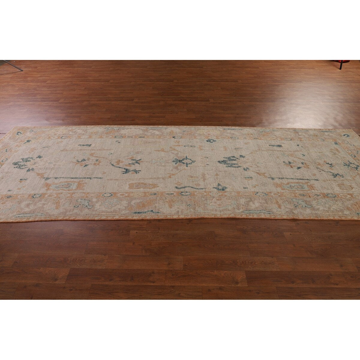Oushak Turkish Runner Rug Handmade Vegetable Dye Wool Carpet - 3'10" x 12'2"