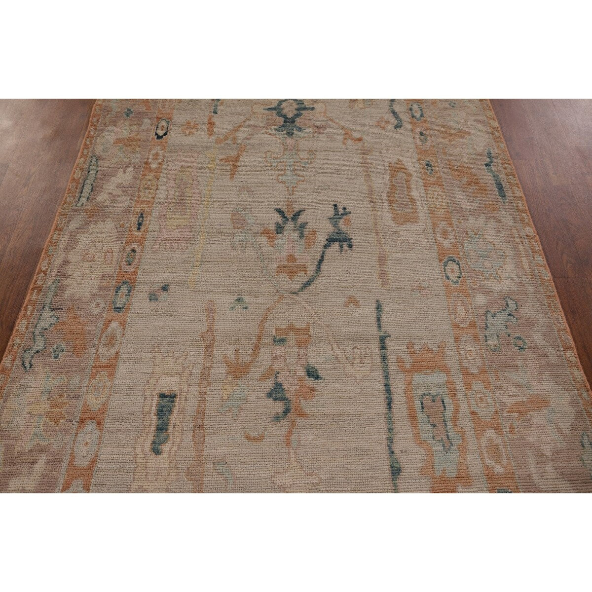 Oushak Turkish Runner Rug Handmade Vegetable Dye Wool Carpet - 3'10" x 12'2"