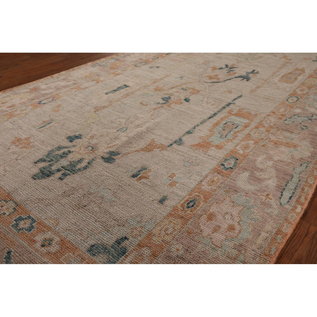 Oushak Turkish Runner Rug Handmade Vegetable Dye Wool Carpet - 3'10" x 12'2"