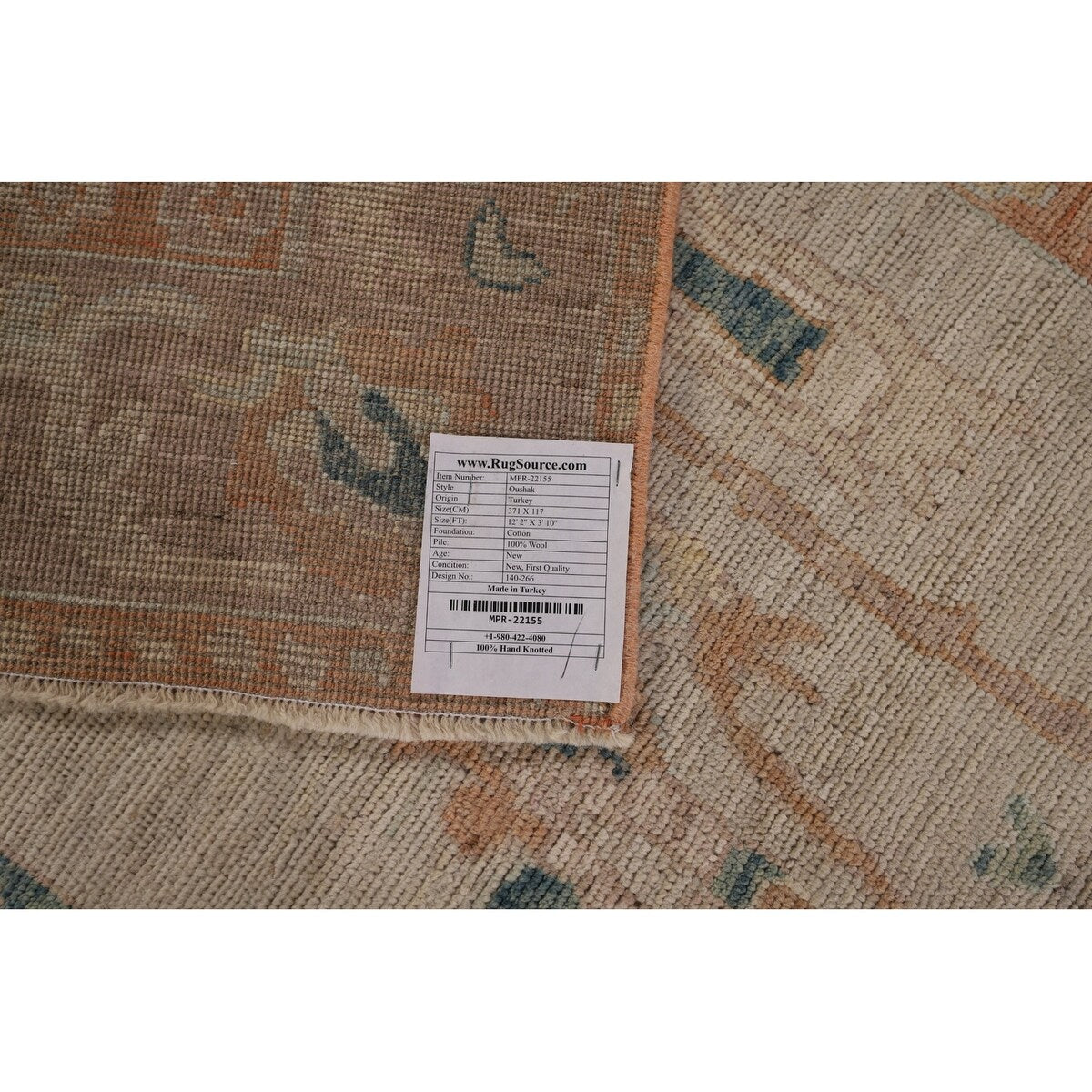 Oushak Turkish Runner Rug Handmade Vegetable Dye Wool Carpet - 3'10" x 12'2"