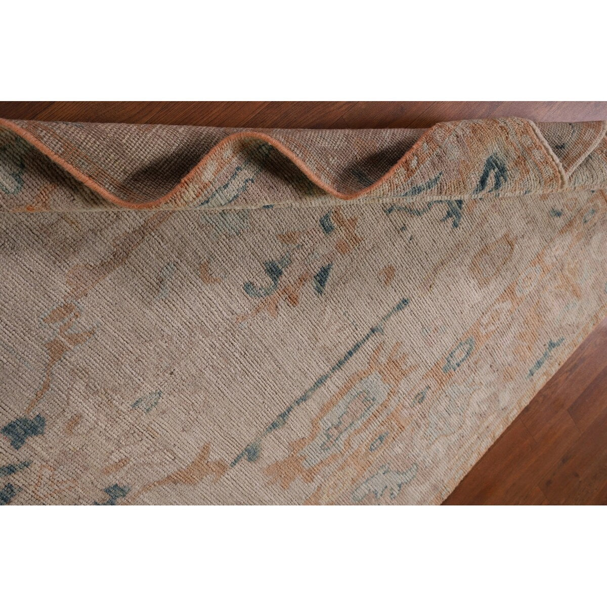 Oushak Turkish Runner Rug Handmade Vegetable Dye Wool Carpet - 3'10" x 12'2"