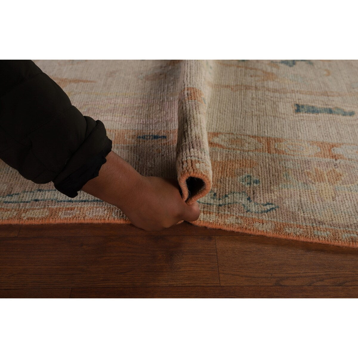 Oushak Turkish Runner Rug Handmade Vegetable Dye Wool Carpet - 3'10" x 12'2"