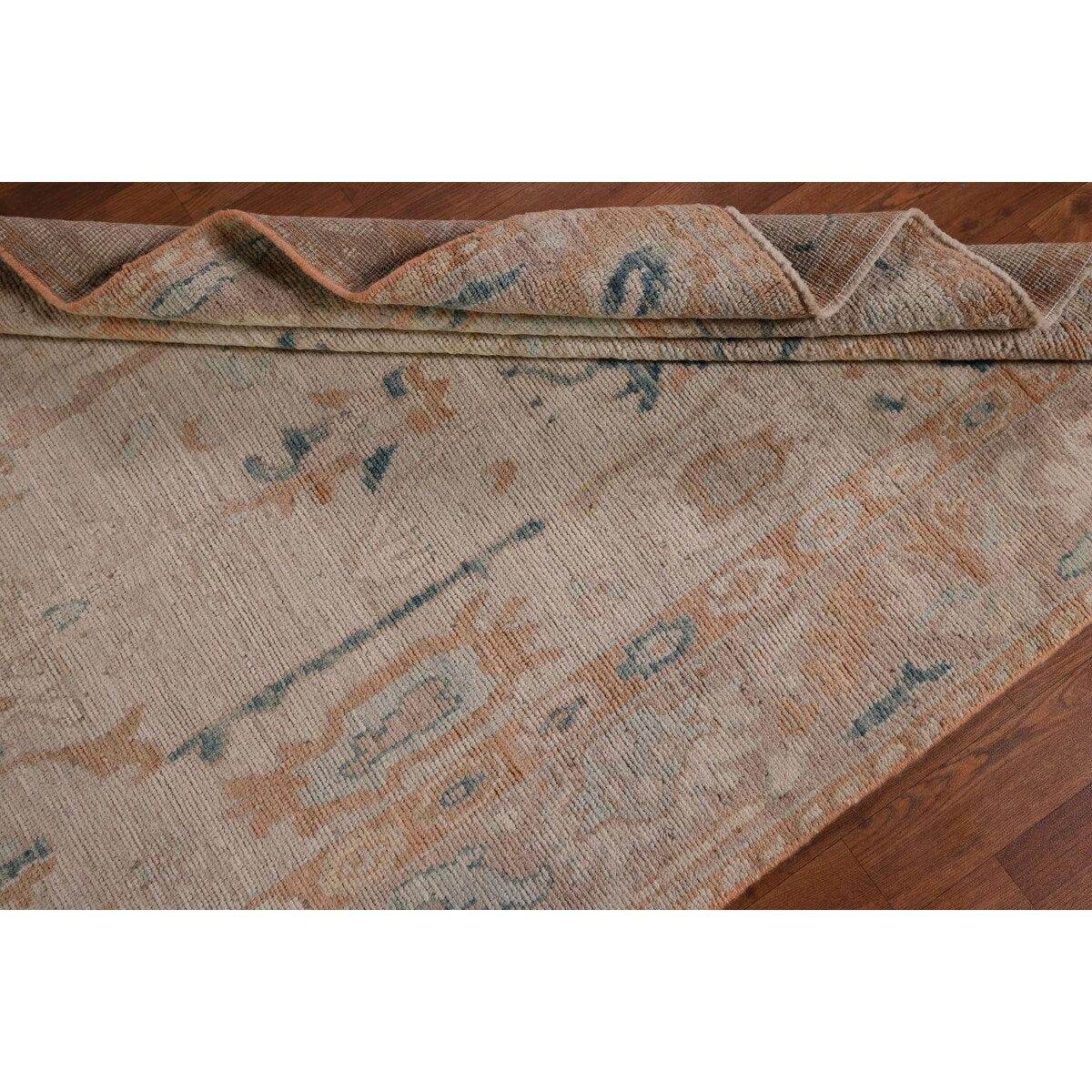 Oushak Turkish Runner Rug Handmade Vegetable Dye Wool Carpet - 3'10" x 12'2"