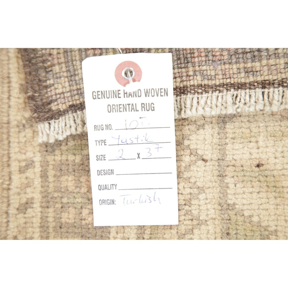 Oushak Vintage Muted Distressed Oriental Hand Knotted Turkish Area Rug - 3'7" x 2'0"