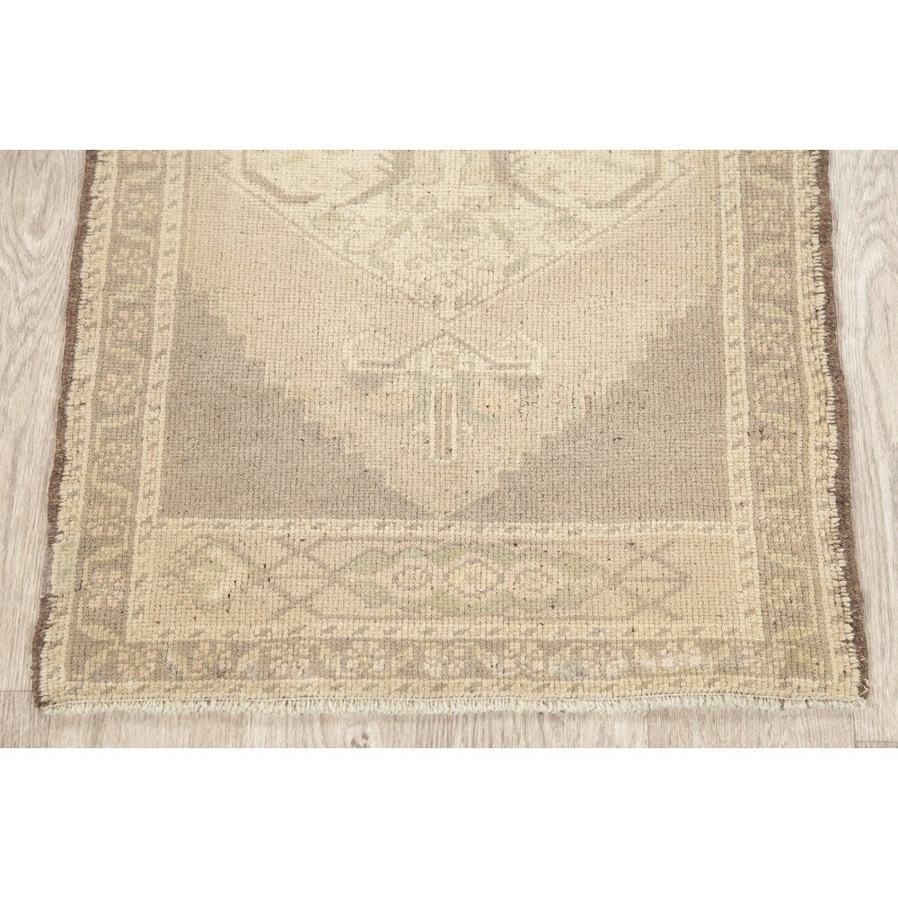 Oushak Vintage Muted Distressed Oriental Hand Knotted Turkish Area Rug - 3'7" x 2'0"