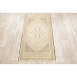 Oushak Vintage Muted Distressed Oriental Hand Knotted Turkish Area Rug - 3'7" x 2'0"