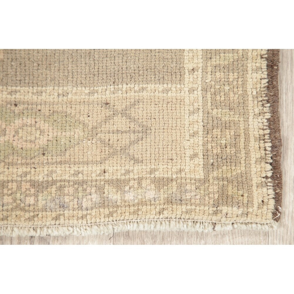 Oushak Vintage Muted Distressed Oriental Hand Knotted Turkish Area Rug - 3'7" x 2'0"