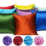 Home Decor Pillow Covers Satin Zippered Pillow Case Cushion Cover Colored Solid Pillowcase Decorative Bedding Soft Cushion Case