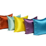 Home Decor Pillow Covers Satin Zippered Pillow Case Cushion Cover Colored Solid Pillowcase Decorative Bedding Soft Cushion Case