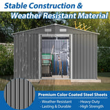 Outdoor 10 x 8 ft Grey Metal Outdoor Storage Shed with Lockable Sliding Doors and Vents
