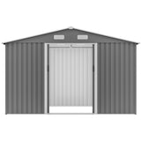 Outdoor 10 x 8 ft Grey Metal Outdoor Storage Shed with Lockable Sliding Doors and Vents