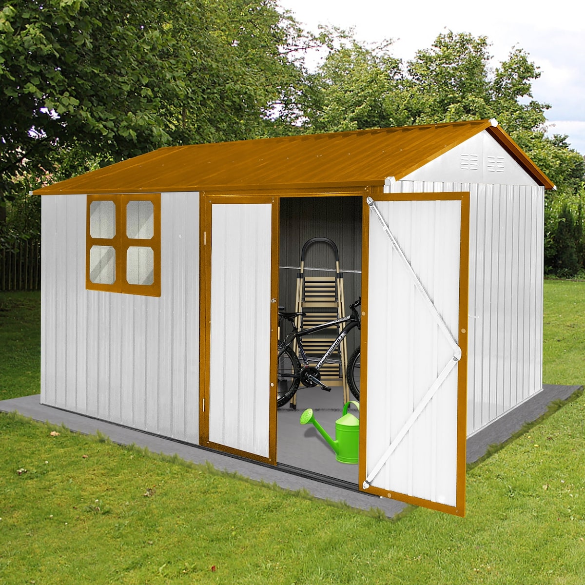 Outdoor 10 x 8 ft. Metal Storage Shed with Window and Vents and Lockable Door