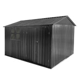 Outdoor 10 x 8 ft. Metal Storage Shed with Window and Vents and Lockable Door