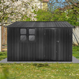 Outdoor 10 x 8 ft. Metal Storage Shed with Window and Vents and Lockable Door