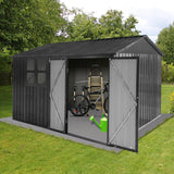 Outdoor 10 x 8 ft. Metal Storage Shed with Window and Vents and Lockable Door