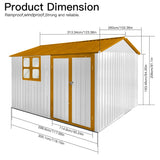 Outdoor 10 x 8 ft. Metal Storage Shed with Window and Vents and Lockable Door
