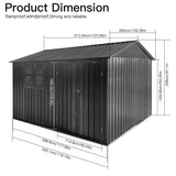 Outdoor 10 x 8 ft. Metal Storage Shed with Window and Vents and Lockable Door