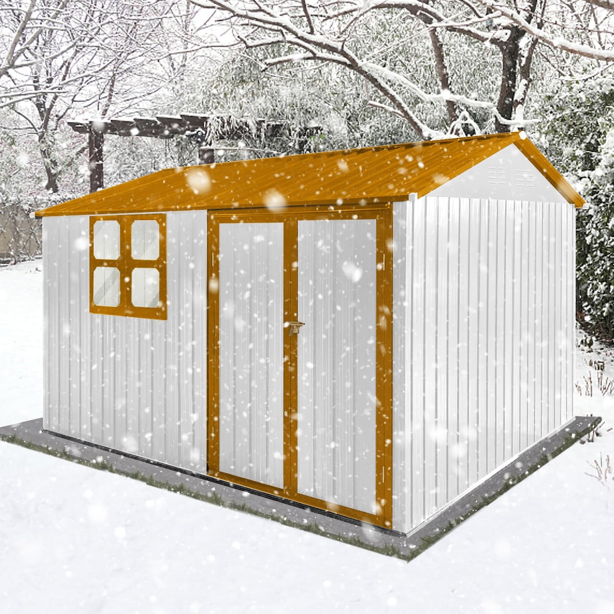 Outdoor 10 x 8 ft. Metal Storage Shed with Window and Vents and Lockable Door