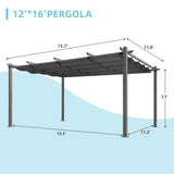 Outdoor 10' x 10' Pergola with Sun Shade Canopy on Top and Sides, Aluminum Frame