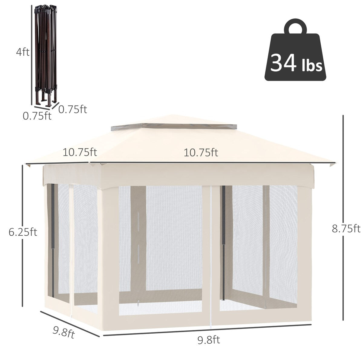 Outdoor 11' x 11' Portable Pop Up Canopy,Instant Event Tent with Carry Bag