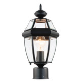 Outdoor 15" Lamp Post Light Fixture Waterproof Aluminum Housing with Glass, E26 Base Matte Black for Garden