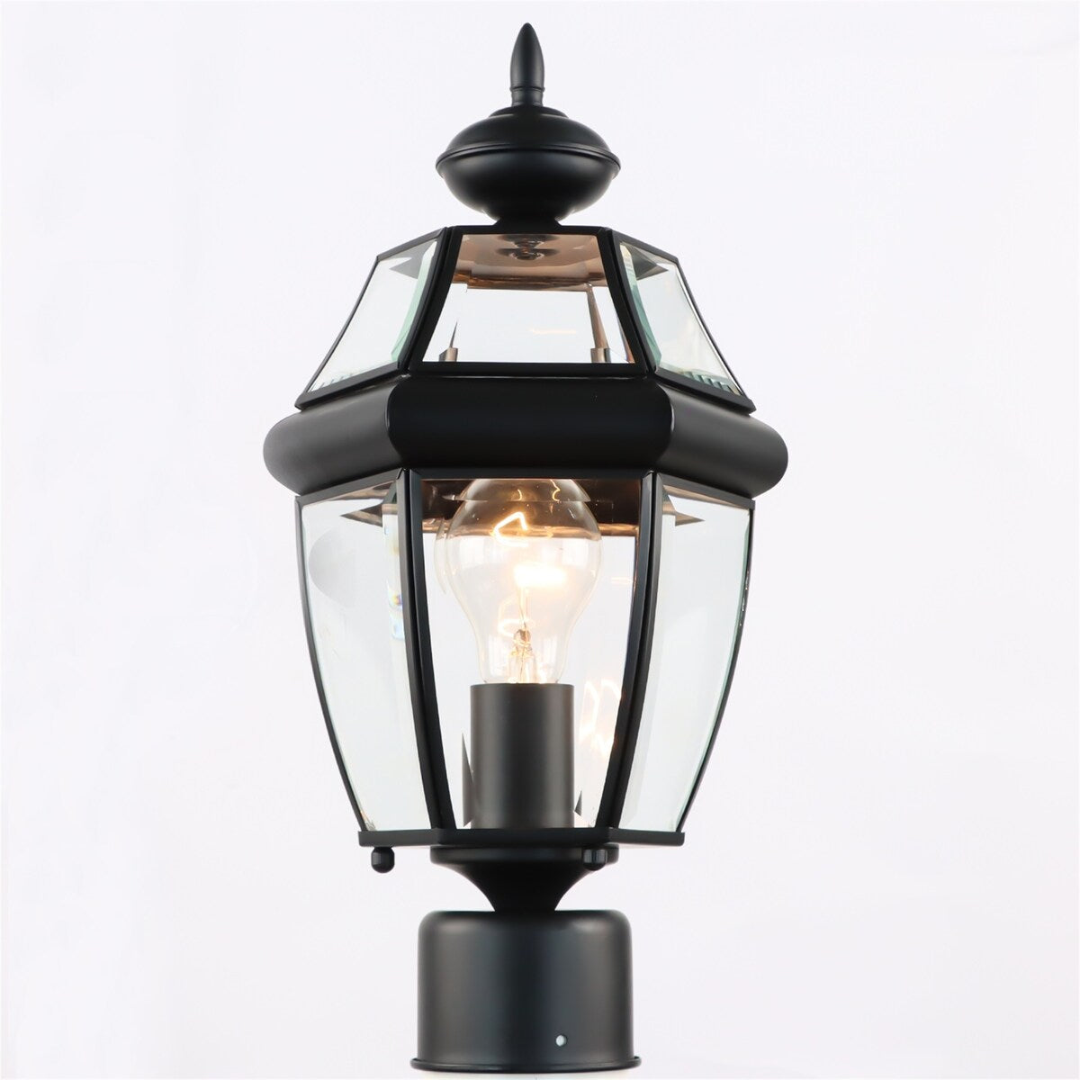 Outdoor 15" Lamp Post Light Fixture Waterproof Aluminum Housing with Glass, E26 Base Matte Black for Garden